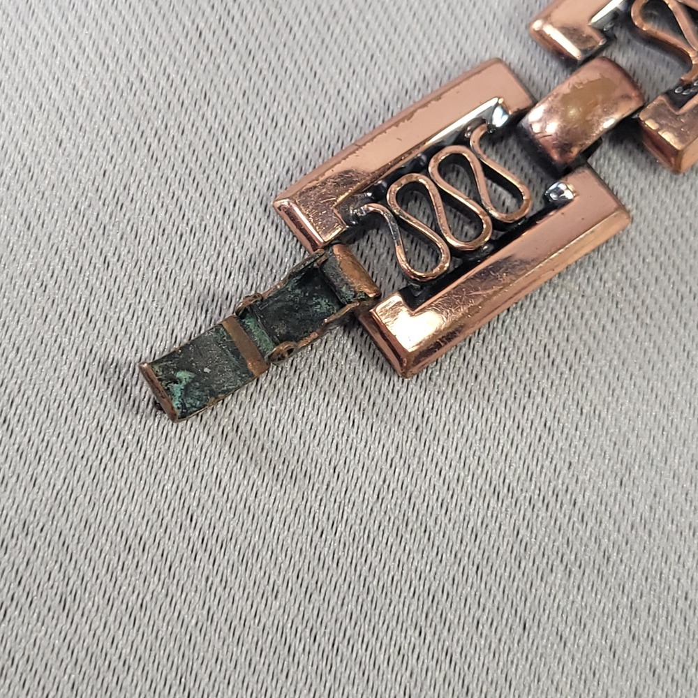 Vintage Renoir Copper Link Bracelet Mid Century Modern Geometric MCM Signed - Picture 4 of 8